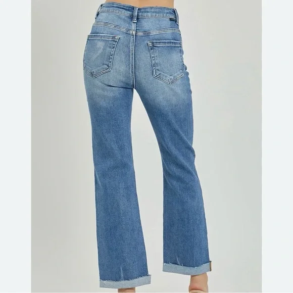 RISEN High Rise Button Fly Ankle Straight Leg. Size 5 /27” - Picture 4 of 16